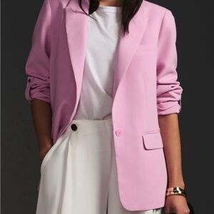Maeve by Anthropologie pink pantsuit.